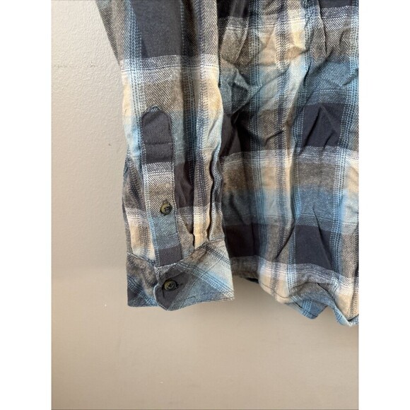 Gioberti Men’s Flannel Shirt Brown Beige Blue Plaid Button Front Size XL NWT - Picture 3 of 6